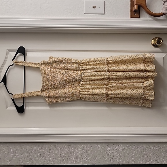 Yellow and white sleeveless midi dress, two layers, size small, ruffle design - Picture 1 of 5